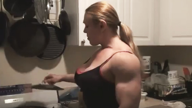 Female Bodybuilder Colette Nelson Cooks Video