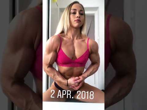 FBB Angelica Enberg flexing shredded biceps