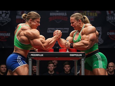 FBB Ai Muscle Girl – Arm – wrestling | Female Bodybuilding Giantess growth Muscular Woman 02