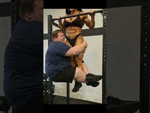 Female bodybuilder works out with her husband!