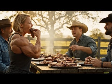 A.I FBB – FEMALE MUSCLES – Muscular Cowgirl Rides Horse